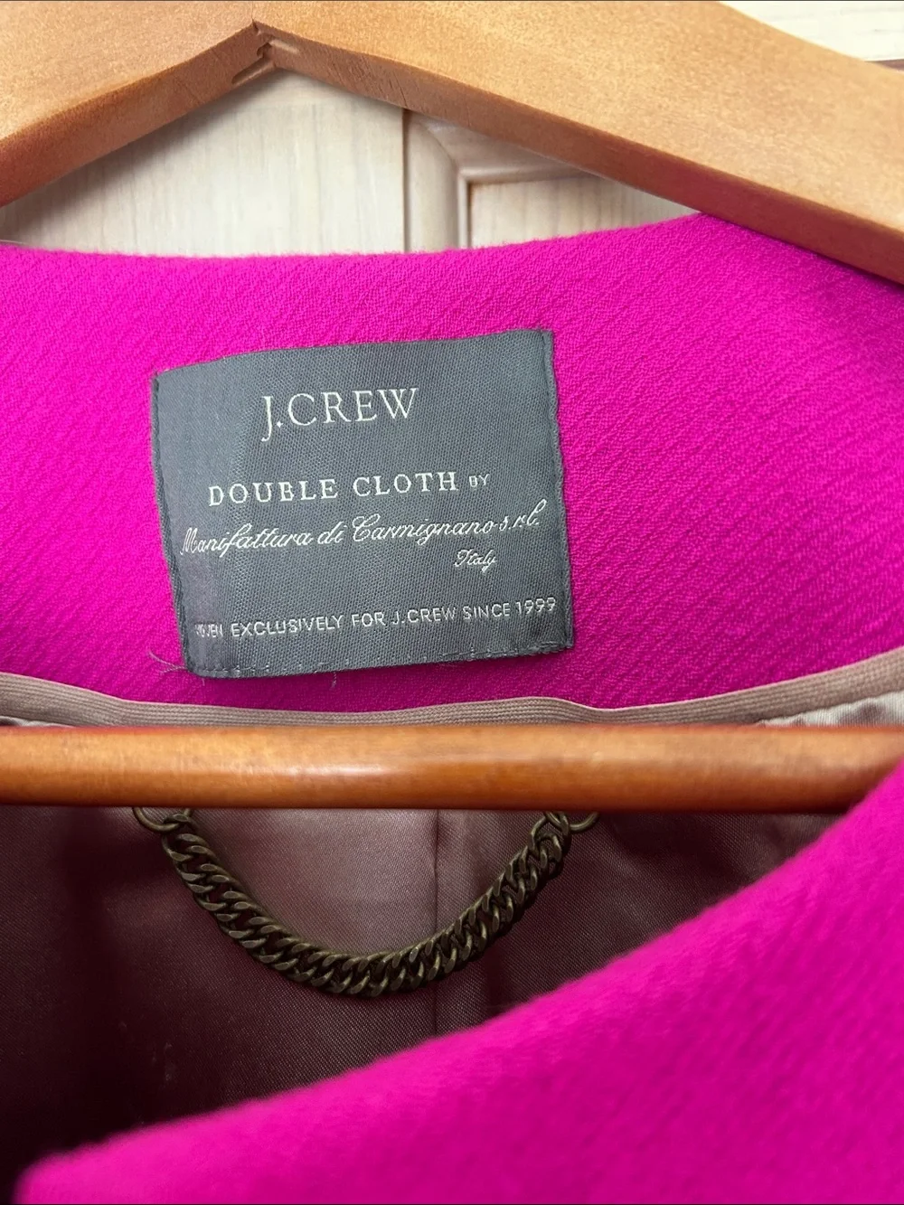 J Crew Women's Bright Fuchsia Wool Blend Coat